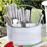 White FLATWARE CADDY basket bucket home decor