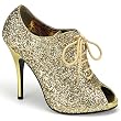 Pleaser Shoes Women's WINK-01G, 4 3/4" Heel Glitter Peep Toe Bootie W/Concealed Platform
