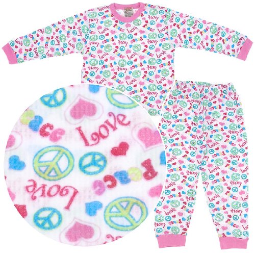 Peace and Love Thermal Pajamas for Toddlers and Girls 4T
