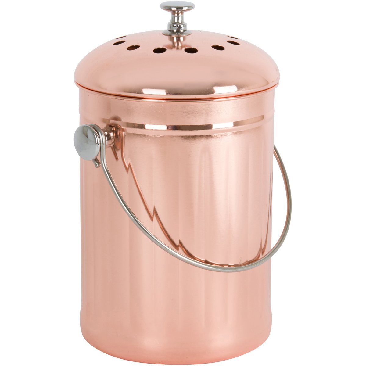 CopperPlated Stainless Steel Kitchen Compost Bin with Two Odor