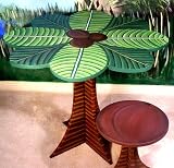 Teacup Tables Palm Tree Table with Coconut Stools Set Hand Painted Chidrens Furniture