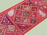 Review NovaHaat  / CRIMSON SARI BEADED HANGING RUNNER INDIAN WALL TAPESTRY