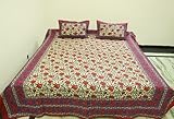 Indian Hand Block Printed Cotton Home Furnishing Bedspread with Pillow Cove ....