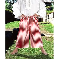 Piratenhose Hose Pirat Sailor Pant - Kost�m Verkleidung Mittelalter Ritter Rot/Wei� Streifen, S/M