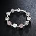 Presentski Love Charm Bracelet for Women and Girls with Pink CZ, Heart, Amour, Amor, Flower, and Butterfly (7.9 Inches)