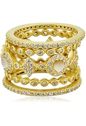Freida Rothman Mother-Of-Pearl Dot Eternity Station Set of Five Stackable Ring