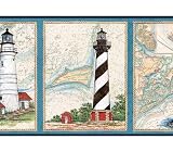 Nautical Harbour Lighthouse Beach Border Wall Paper