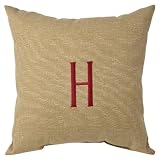 Outdoor Patio Beige Decorative Pillow 16x16" Monogramed Letter H