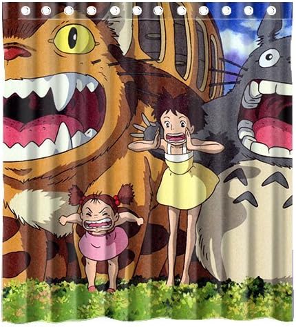 Custom Anime My Neighbour Totoro Waterproof Bathroom Shower Curtain Polyester Fabric Shower Curtain Size 66 X 72