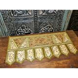 Khaki Beads Sari Toran Wall Tapestry Topper Valance