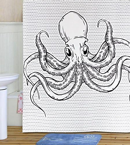 Generic Popular Shower Curtain Liner Polyester Fabic Bathroom Shower Curtain (Grey Octopus Curatain) ,72x72 inch(180x180 cm)