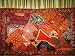 Burnt Red Orange Zardozi India Sari Tapestry Wall Hanging Throw Large 70x44