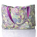 :Viviana Paisley and Stripe elizabethW ReversibleTote Bag - Fully Lined, fun colors