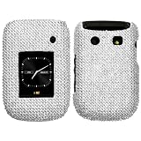 BlackBerry Style 9670 Full Diamond Bling Silver Hard Case Snap on Cover Protector Sleeve + Biodegradable Screen wipe