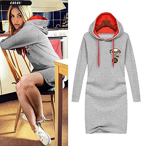 (オルル)OLULU スウェット ワンピース / パーカーワンピース ワッペン アップリケ エンブレム 膝丈 ミニ セレブ カジュアル リラックス ルームウェア / レディース 140804-1