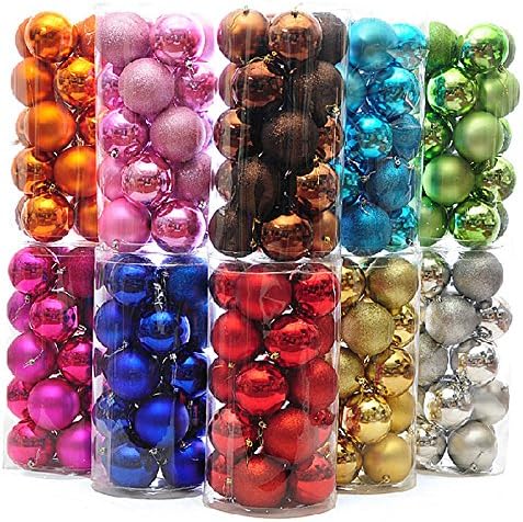 Dalakin 24 PCS 4CM Round Christmas Balls Baubles Xmas Tree Hanging Ornament XMAS DecorGold yellow