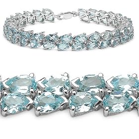 20.70 Carat Genuine Blue Topaz Silver Bracelet by