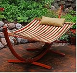 UPC 028929017459 product image for Algoma 12 Foot Wooden Arc Frame with Quilted Hammock and Matching Pillow, 671016 | upcitemdb.com