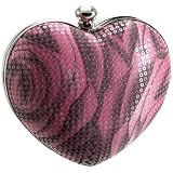 Magid Pattern Sequin Heart Clutch