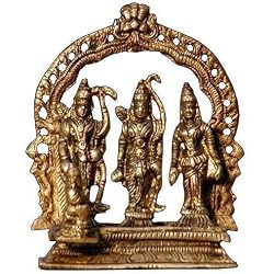 Antique and Collectibles - Hindu God Rama,Sita and Laxman Brass Sculpture 3.75" x 1.25" x 4.75"