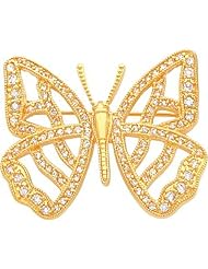 Gold Plated Cubic Zirconia Butterfly Pin