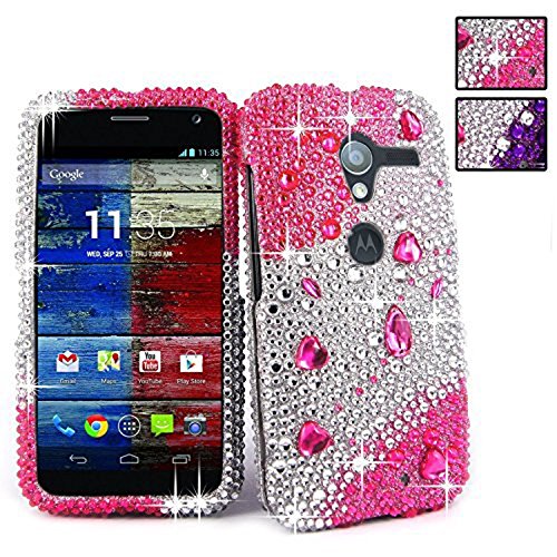 For Motorola Moto X XT1053 XT1056 XT1058 XT1055 XT1060 CellularvillaTM Pink Silver Diamond Hard Case Cover (Pink Silver)