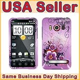 HTC Evo 4G Design Plastic Hard Case - Purple Flower + Screen Protector