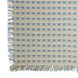 70 Inch Round Homespun Tablecloth, Hand Loomed, 100% Cotton, Made in USA, Stone Wedgewood by 