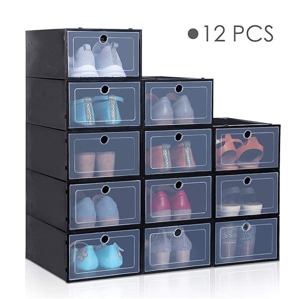 King Do Way Storage Shoe Box Stackable 12 Pack Clear Plastic Shoe