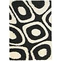 Modern Circle Design Shag Rug Collection - Black