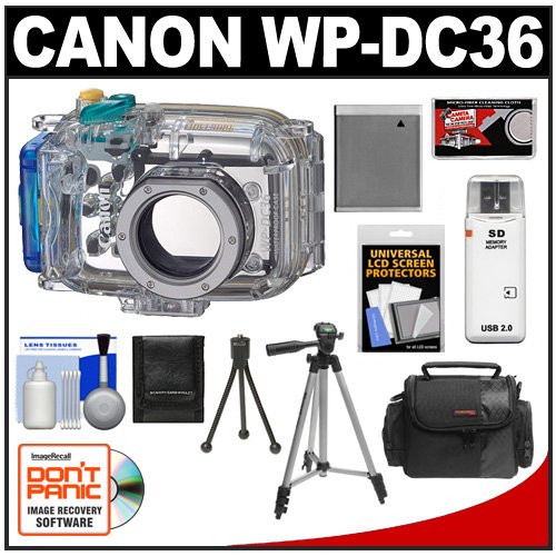 Canon WP-DC36 Waterproof Underwater Housing Case with Battery + Case + Tripod + Accessory Kit for PowerShot SD1300 IS Digital Camera