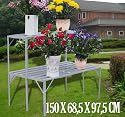 Alu Pflanztisch Alutisch Gartentisch G&auml;rtnertisch 2 Abstellb&ouml;den Gew&auml;chshaus Gr.L NEU