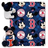 Disney/MLB Boston Red Sox Mickey Character Shaped Pillow with 40-Inch-by-50-Inch Fleece Throw Set