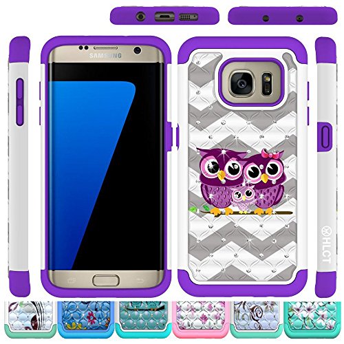 Galaxy S7 Edge Case, HLCT Rugged Shock Proof Dual-Layer Case for Samsung Galaxy S7 Edge (2016) (Owl Purple)