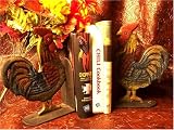 Set of Cast Iron Rooster Bookends