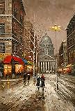 Modern Oil Painting on Canvas Stretched-framed - Ready to Hang - Street View