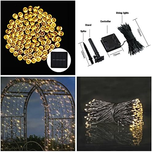 Solar String Lights by FirstLights 200 LED Warm White - Starry - Fairy - Party - Outdoor - Decorating. Bonus E-Book - Weatherproof - No Batteries Required. Brighten Your Patio Now!