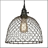 Chicken Wire Dome Pendant Light in Primitive Rust