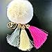 Sankuwen Cute Plush Fur Ball Tassel Keychain Backpack Hang Decorations (Beige)