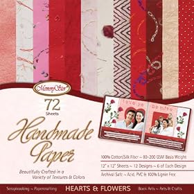 Memorystor 72 Sheets HANDMADE PAPER Hearts & Flowers