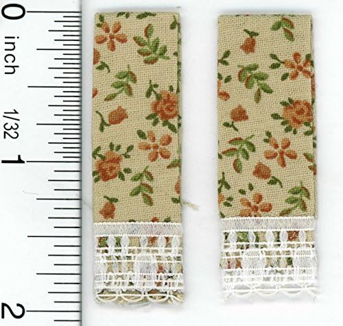 Dollhouse Miniature Set of 2 Kitchen Towels in Vintage Look Tea Stained Fabric
