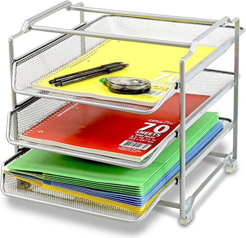 Decobros stackable 3 tier desk organizer, sliver