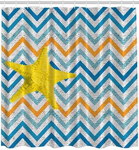 Think Yes Chevron Curtains Sea Star Zig Zag Colorful Ocean Waves Beach Aquatic Designer Work Coastal Design Marine Nautical Theme Home Bath Art Decor Arrows Shower Curtain Elusive to Pinklim