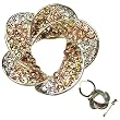 Floral Crystal Diamante Petal Brooch Pin - Gold