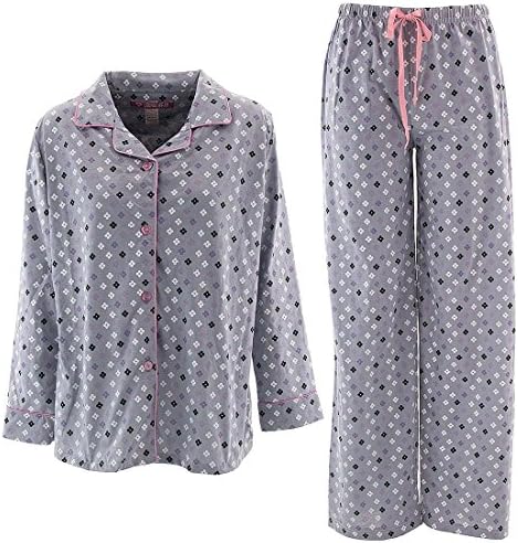 Love Lounge Wear Women's Valentine's Day Gray with Flowers Coat-style Pajamas