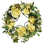 Melrose Yellow Hydrangea Twig Wreath, 18-Inch Diameter