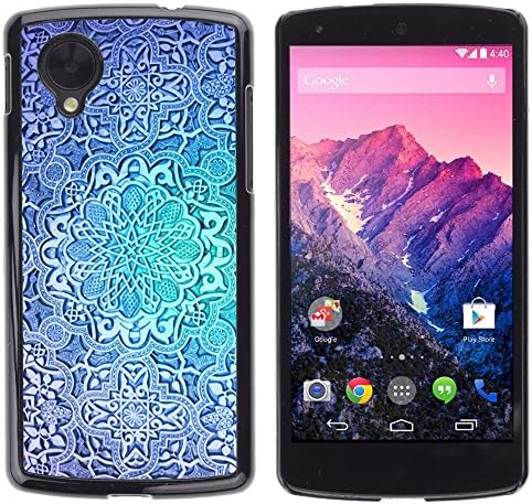 ZABU Slim PC / Aluminium Sleek Case Cover Armor Shell // fractal flower blue teal repetitive pattern // LG Google Nexus 5