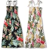 Exotic Garden Spaghetti Strap Hawaiian Aloha Smocked Sun Dress