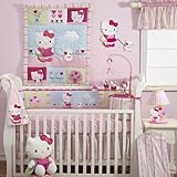 Lambs & Ivy Bedtime Originals Hello Kitty and Puppy 4-Piece Baby Crib Bedding Set, Pink