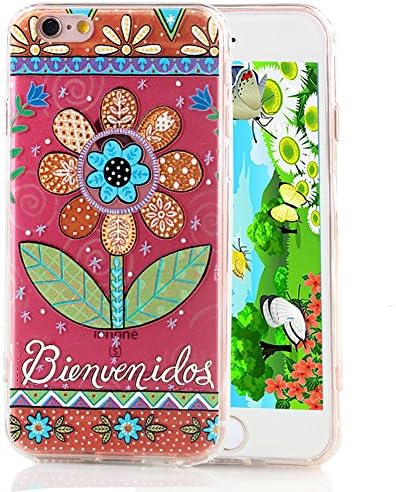 [ 3D Stereo Relief Texture Pattern ] Luxury Floral Painted painting Hard Plastic transparent Case cover for iphone 6 6s plus 4.7 5.5 inch Full Protection TPU Silicon cases covers (Red 6/6s)